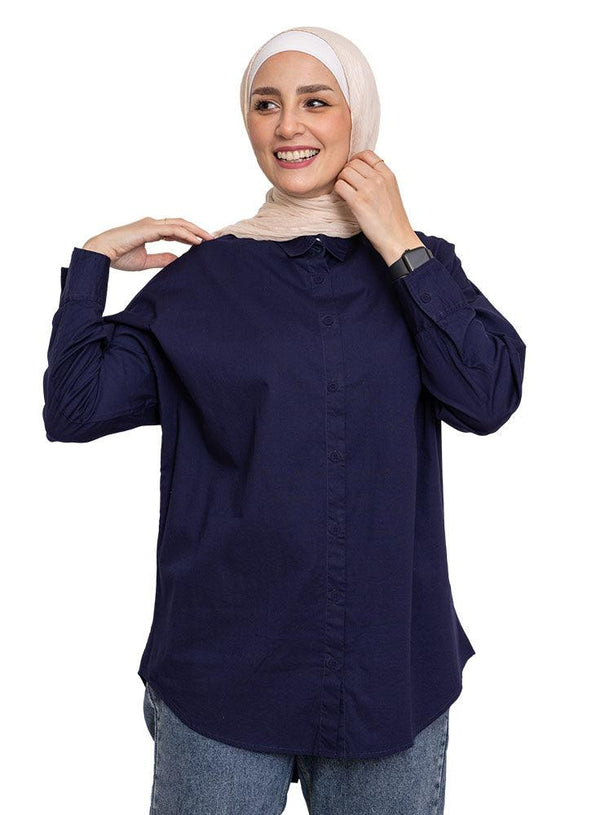Navy Button - Back Shirt - Khotwh