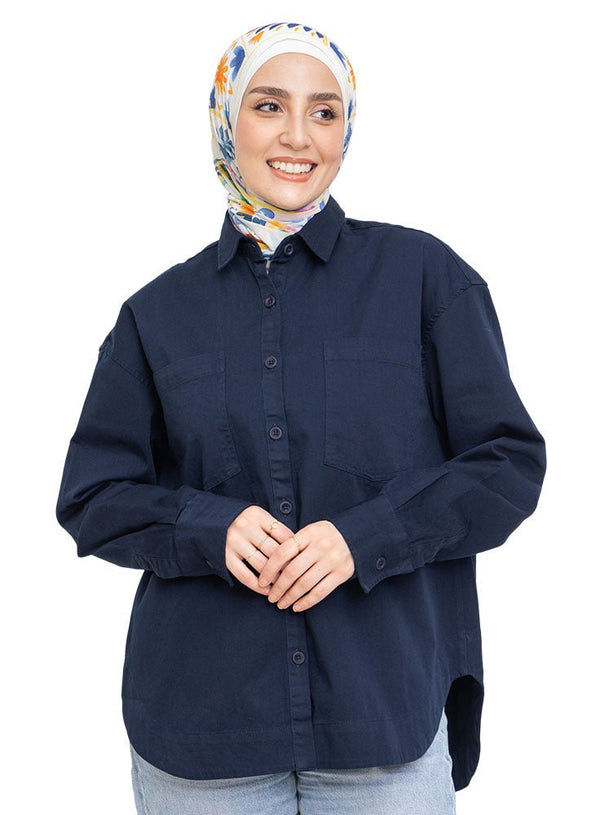 Navy Cur - Gabardine Shirt - Khotwh