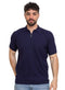 Navy Design 01011Knit Polo Neck Zipper - T-Shirt - Khotwh