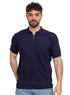 Navy Design 01011Knit Polo Neck Zipper - T-Shirt - Khotwh