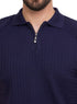 Navy Design 01011Knit Polo Neck Zipper - T-Shirt - Khotwh