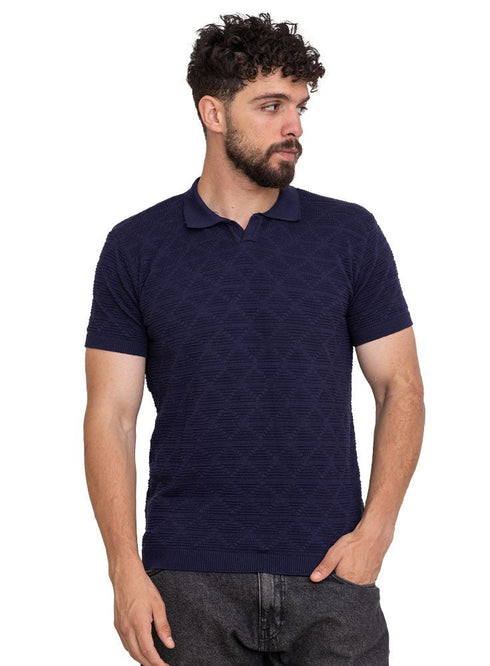 Navy Design 1 - F - Polo Neck T-Shirt - Khotwh
