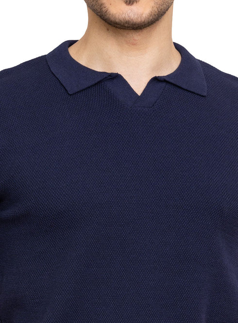 Navy Design 24 - F - Polo Neck T-Shirt - Khotwh