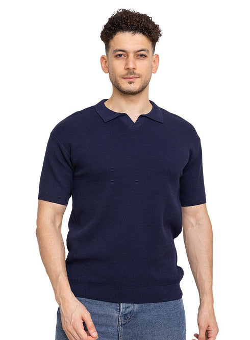 Navy Design 24 - F - Polo Neck T-Shirt - Khotwh