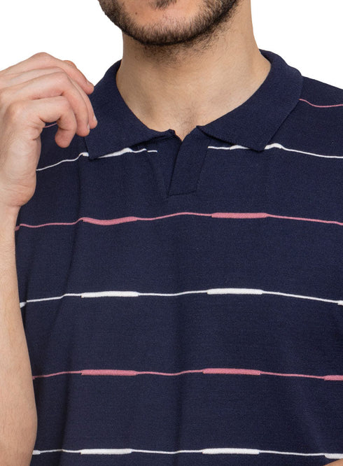 Navy Design 7 - F - Polo Neck T-Shirt - Khotwh