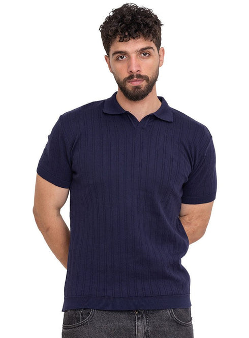 Navy F - Polo Neck Pullover - Khotwh