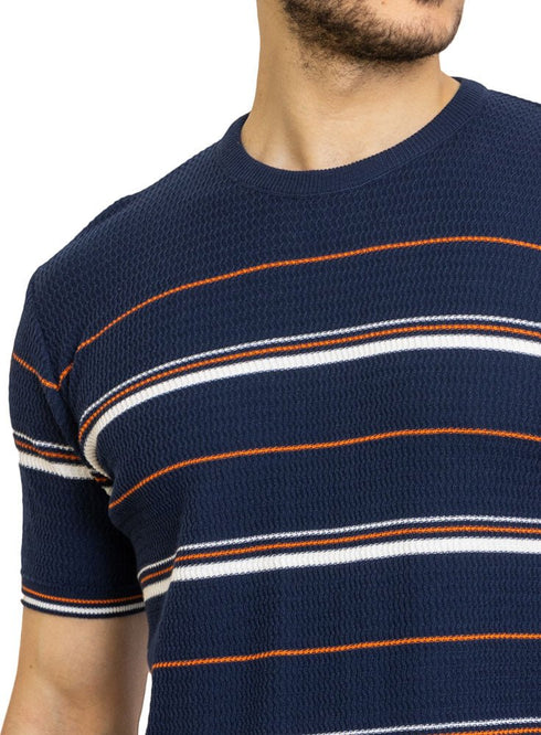 Navy F - S.Knit Round T-shirt - Khotwh