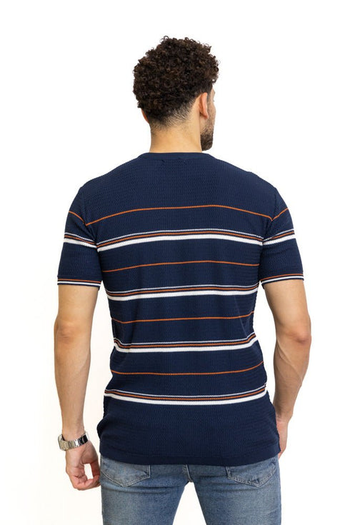 Navy F - S.Knit Round T-shirt - Khotwh