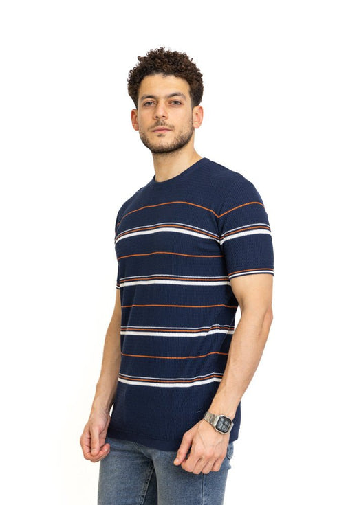 Navy F - S.Knit Round T-shirt - Khotwh