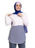 Navy Half Striped Long - Sleeve - Khotwh