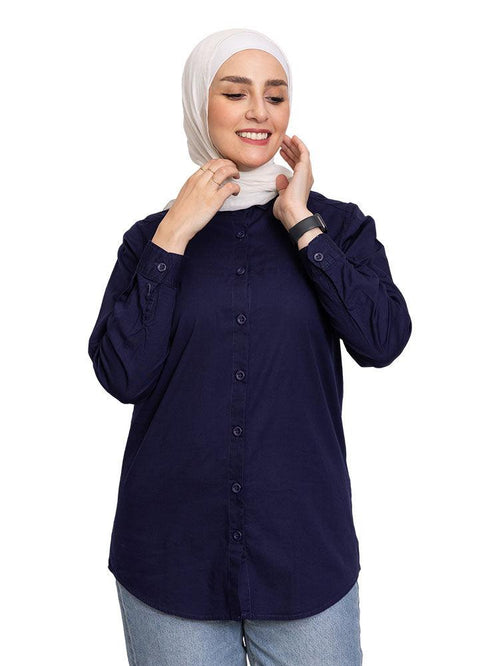 Navy M - Poplin Shirt - Khotwh