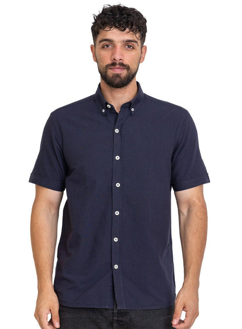 Navy Oxford Half Shirt - Khotwh