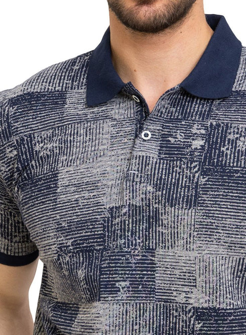 Navy Printed Polo Design 4 - Khotwh