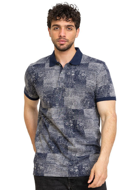 Navy Printed Polo Design 4 - Khotwh