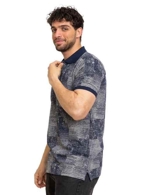 Navy Printed Polo Design 4 - Khotwh