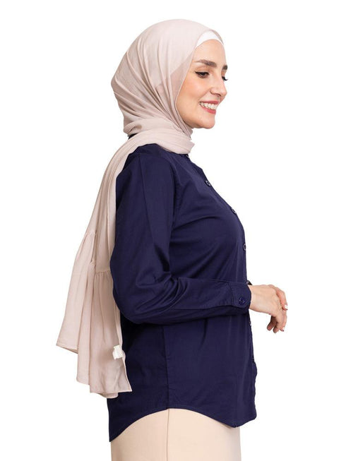 Navy S - Poplin Shirt - Khotwh