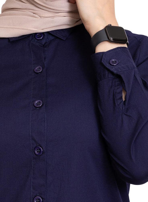 Navy S - Poplin Shirt - Khotwh