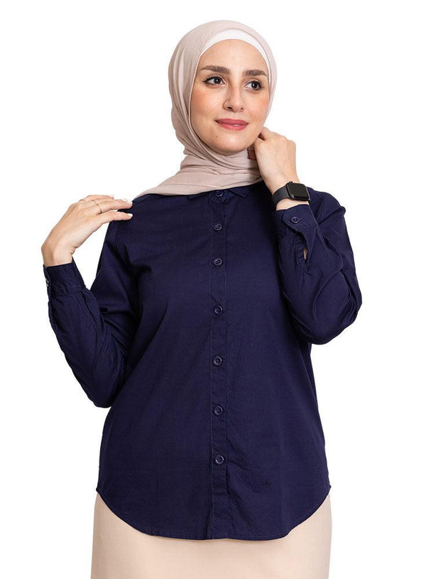 Navy S - Poplin Shirt - Khotwh