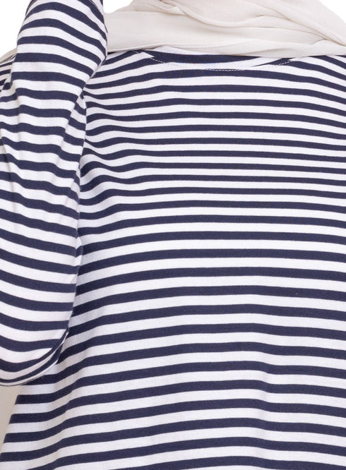 Navy Striped Long - Sleeve - Khotwh