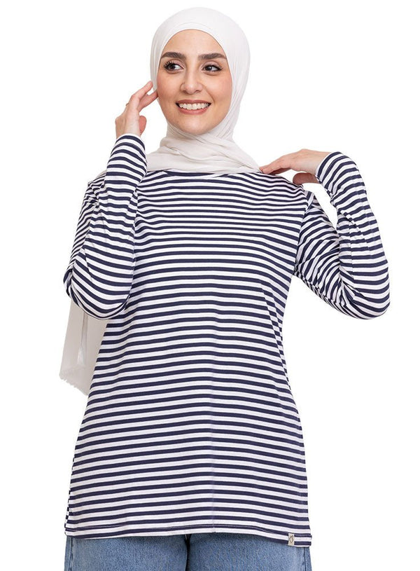 Navy Striped Long - Sleeve - Khotwh