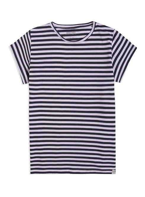 Navy Striped Short - Sleeve - Khotwh