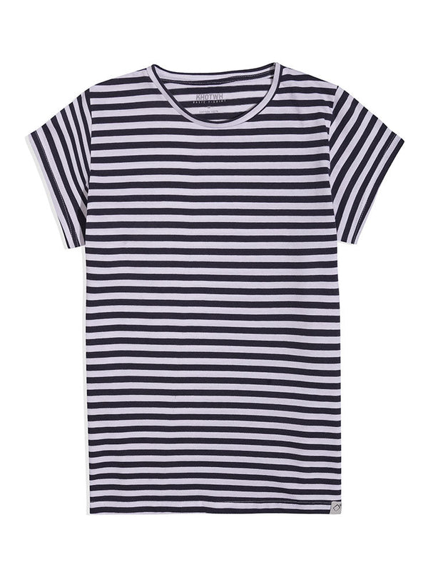 Navy Striped Short - Sleeve - Khotwh
