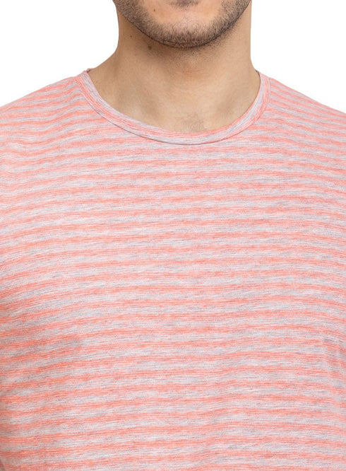 Neon Striped Striped Round T-shirt - Khotwh