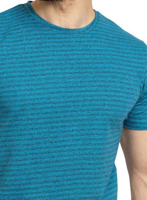 N.Striped Blue Striped Round T-shirt - Khotwh