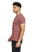N.Striped Burgundy Striped Round T-shirt - Khotwh