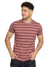 N.Striped Burgundy Striped Round T-shirt - Khotwh