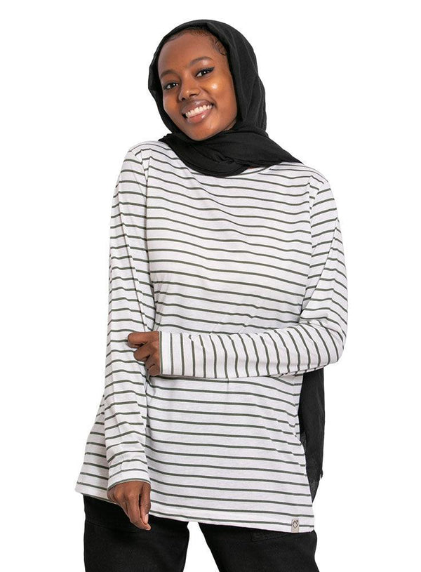 N.Striped Olive B - Long - Sleeve - Khotwh