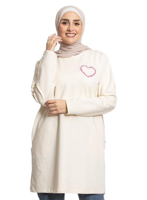 Off - White Basic Tunic - Love - Khotwh