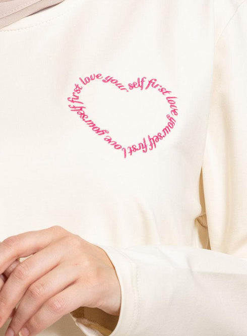 Off - White Basic Tunic - Love - Khotwh