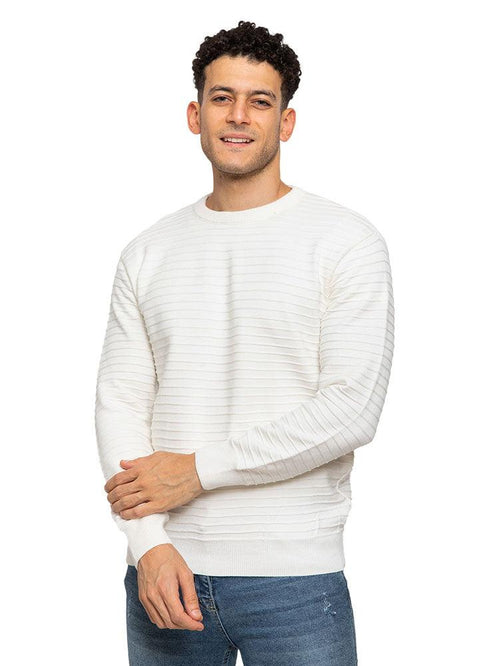Off White D - Round Striped Pullover - Khotwh