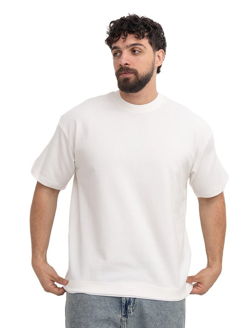 Off-White Double-Layerd Oversize Round T-Shirt - Khotwh