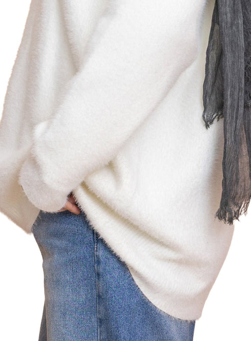 Off - White Fluffy Over Size Pullover - Khotwh