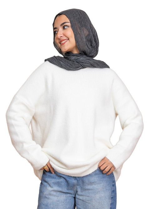 Off - White Fluffy Over Size Pullover - Khotwh