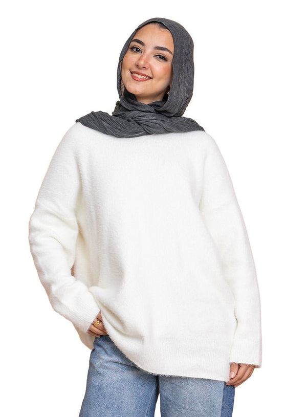 Off - White Fluffy Over Size Pullover - Khotwh