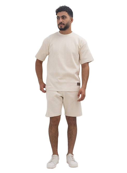 Off - White Jacquard - Over Size Round T-Shirt - Khotwh