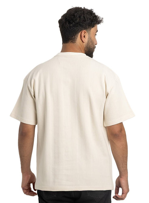 Off - White Jacquard - Over Size Round T-Shirt - Khotwh