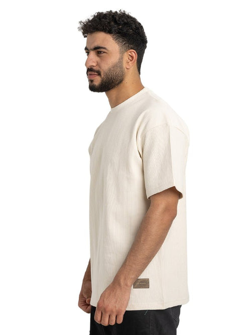 Off - White Jacquard - Over Size Round T-Shirt - Khotwh