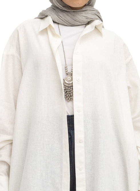 Off-White Linen Dress Shirt - Khotwh