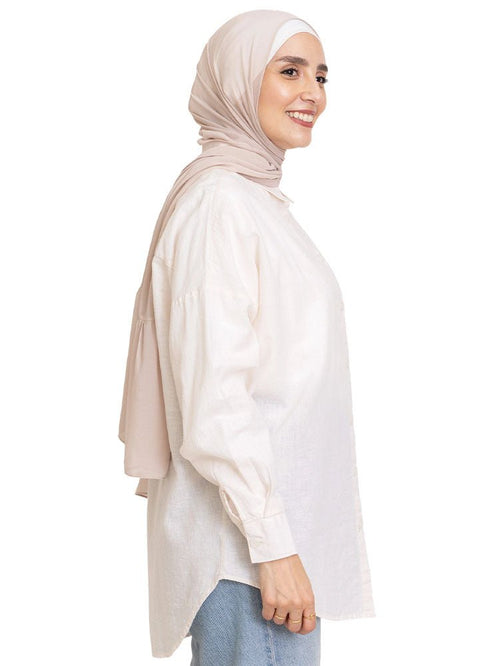 Off - White Pocket Over Size Linen Shirt - Khotwh