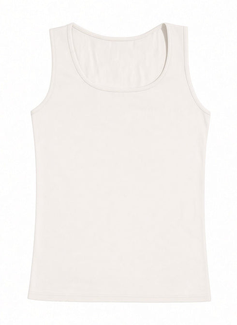 Off-White Sleeveless Slim Fit Top - Khotwh