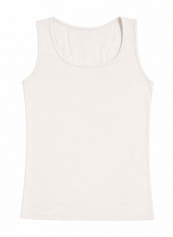 Off-White Sleeveless Slim Fit Top - Khotwh