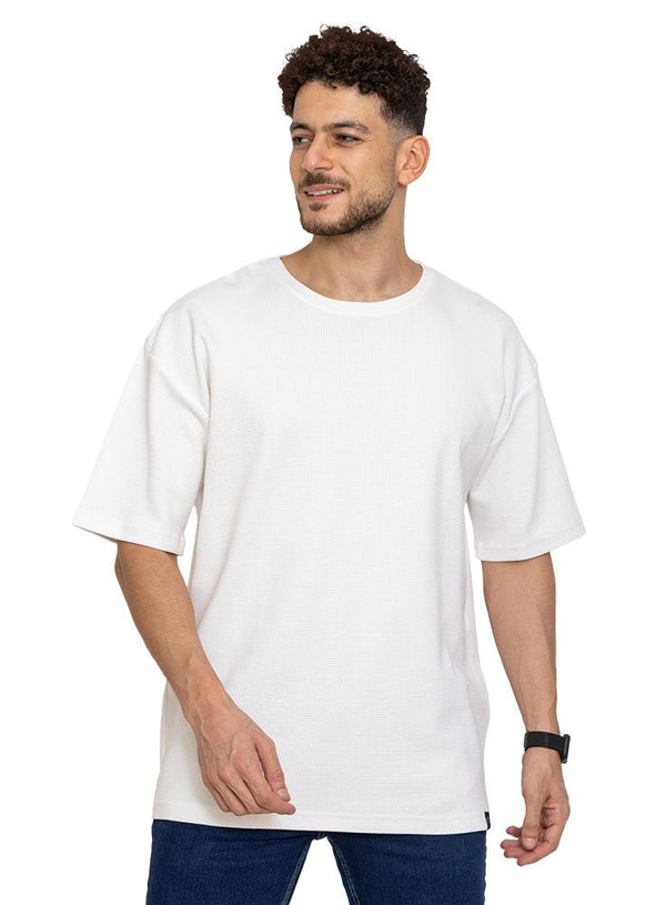 Off - White Squares Over Size Round T-Shirt - Khotwh
