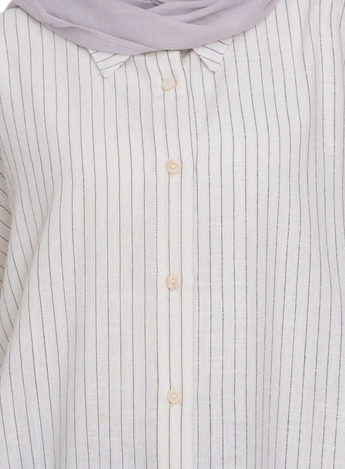 Off - White Striped Linen Shirt - Khotwh