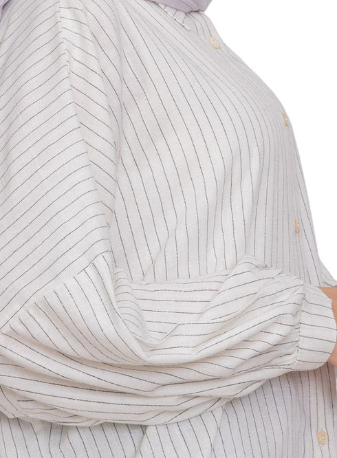 Off - White Striped Linen Shirt - Khotwh