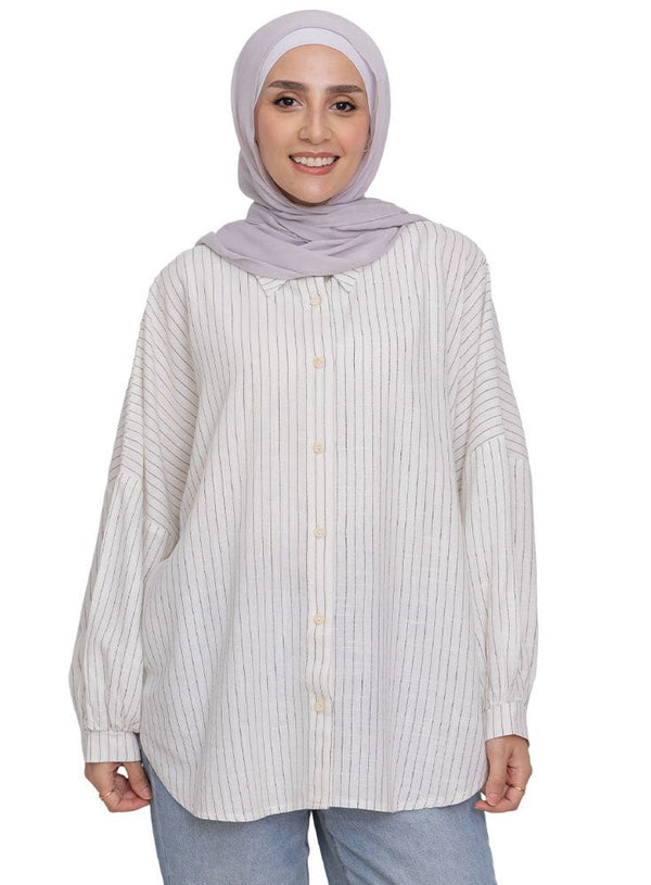 Off - White Striped Linen Shirt - Khotwh