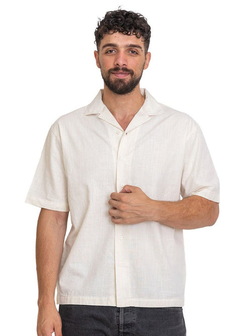 Off - White Tennis Collar Linen Shirt - Khotwh